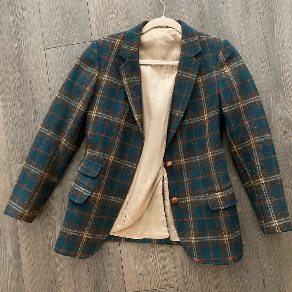 ❤️ Gorgeous Tailored English plaid wool blazer